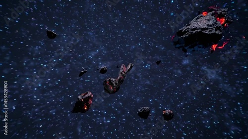 Wallpaper Mural Dynamic video of a fiery asteroid explosion in space, captured from a wide-angle perspective, showcasing vibrant, explosive energy and motion. Live desktop wallpaper. Torontodigital.ca