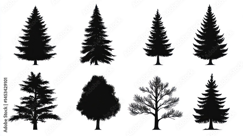 Fototapeta premium Silhouettes of Various Trees (5)