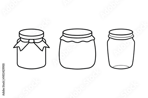 Jar line art vector  illustration, Jam jar silhouette vector 