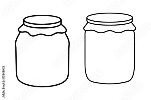 Jar line art vector  illustration, Jam jar silhouette vector 