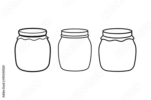 Jar line art vector  illustration, Jam jar silhouette vector 