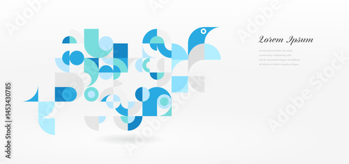 幾何学 抽象 サークル 鳥 レトロ パターン 背景