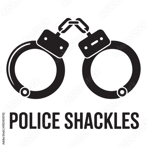 handcuff icon, police shackle Vector Black silhouettes. with white background