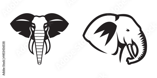 Black silhouette of an elephant heads photo