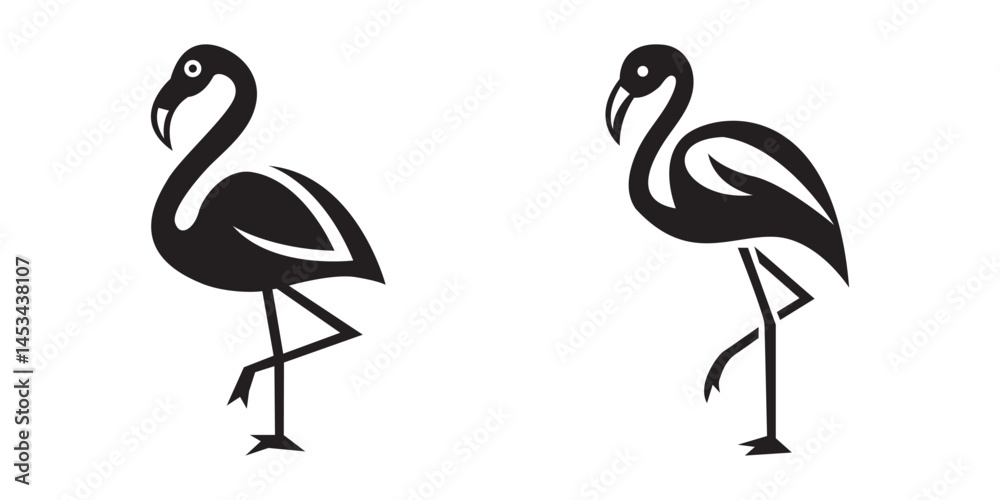 Fototapeta premium Flamingo birds silhouette vector illustration