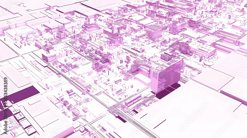 Fototapeta premium Abstract city digital architecture illustration