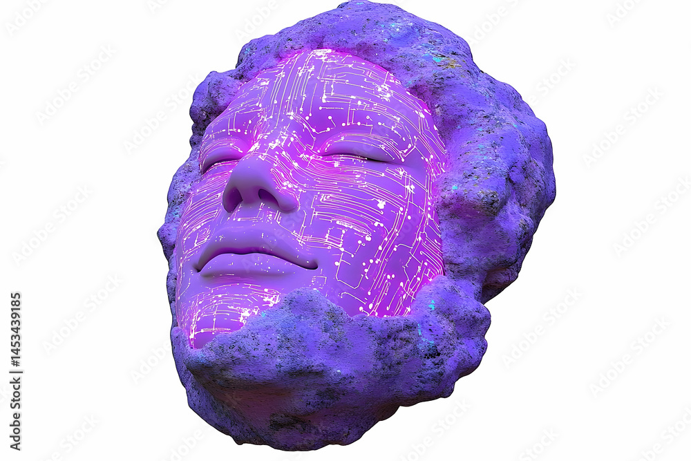 Obraz premium Abstract digital face artificial intelligence and technological concept