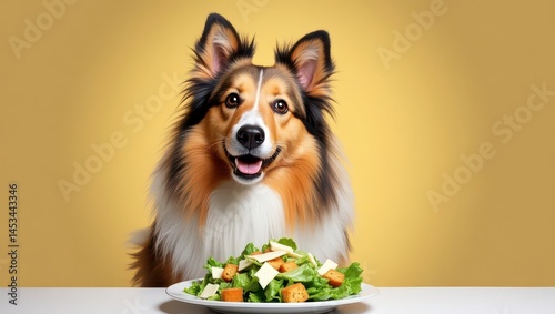 Shelly looks at the caesar salad background fire