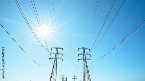 High Voltage Power Lines Electricity Transmission Towers Energy Infrastructure