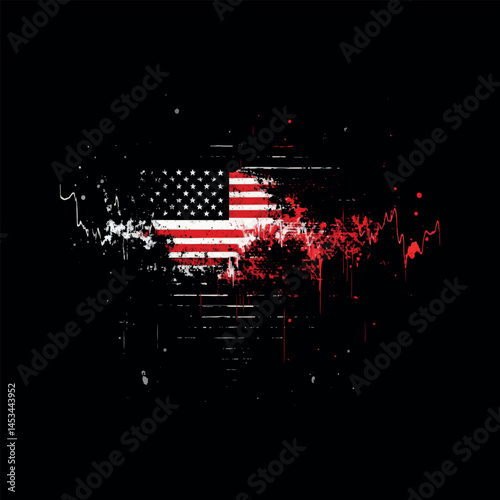 Grunge American Flag memorial veterans day,Generative Ai