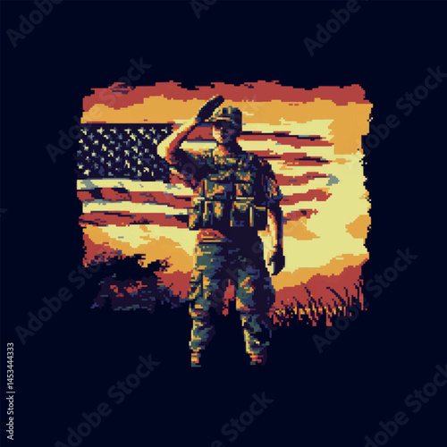 american soldier salute patriotic Vector,Generative Ai