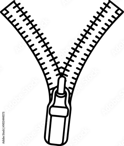 zipper outline vector illustration, line art