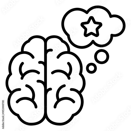 Imagination icon with imagining ideas in the brain