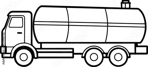 tanker truck outline vector illustration, line art