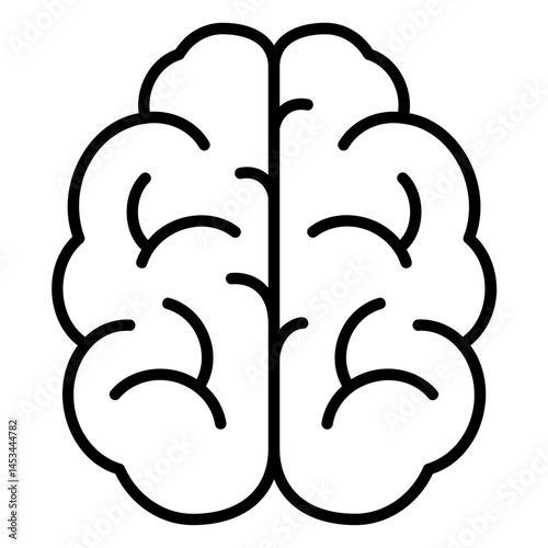 Human brain organ icon for thinking and nervous system
