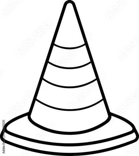 traffic cone outline vector illustration, line art