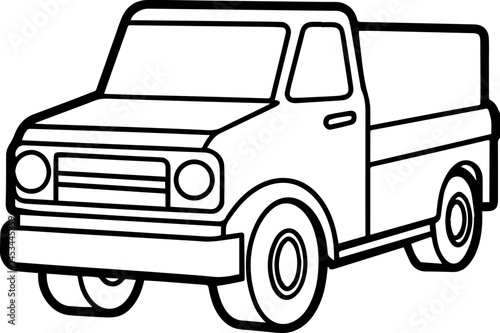 truck outline vector illustration, line art