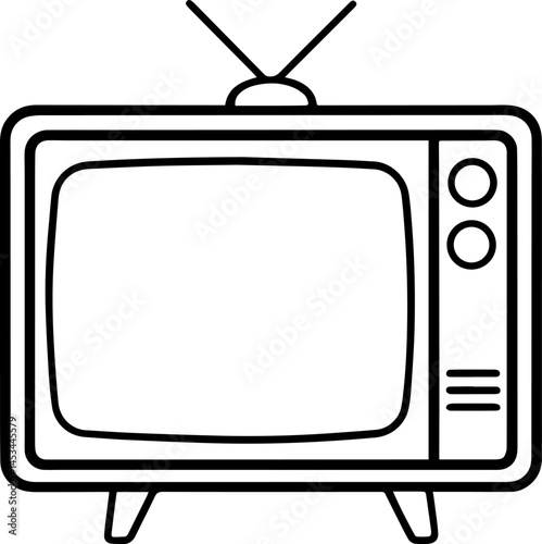 retro tv outline vector illustration, line art