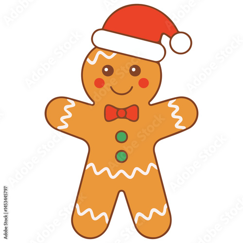 Christmas gingerbread man cookie isolated vector illustration on white background