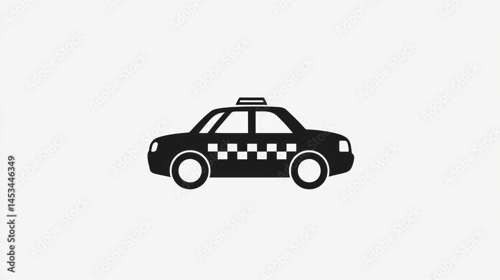 Fototapeta premium Simple taxi cab icon black silhouette minimalist design transportation symbol vector illustration