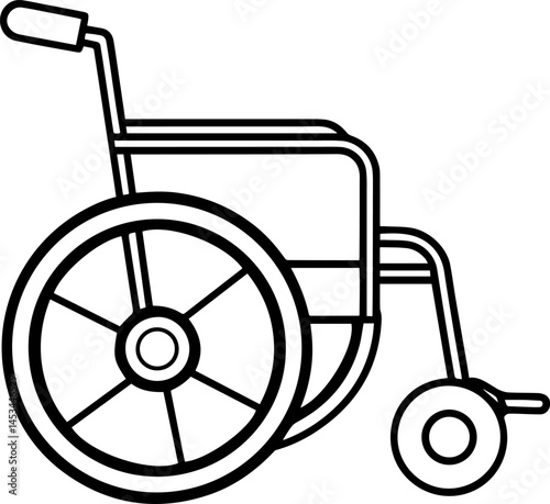 wheelchair outline vector illustration, line art
