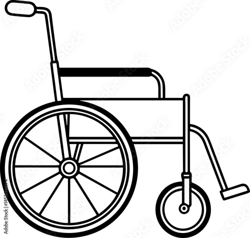 wheelchair outline vector illustration, line art