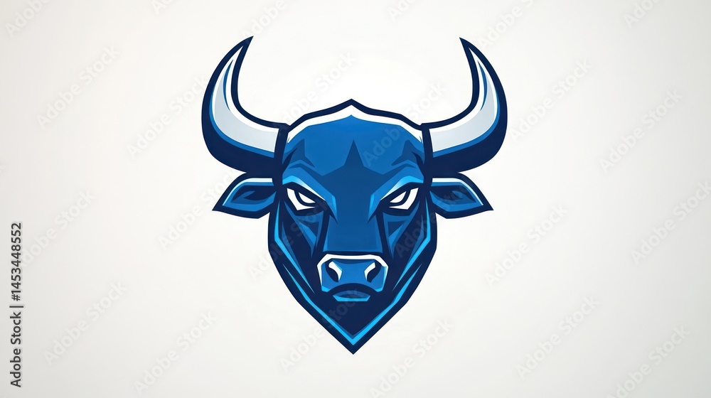 Fototapeta premium Blue Bull Mascot Logo Design