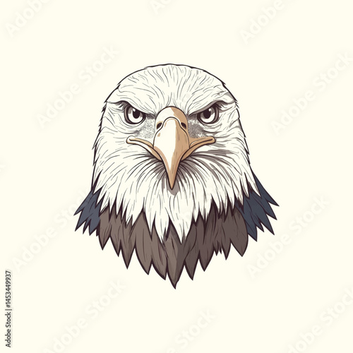 Realistic Bald Eagle Head with American Flag Brush Effect Vector,Generative Ai
