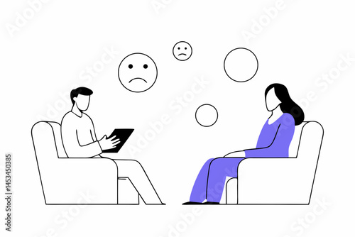 Mental Health Therapy Session with Expressive Icons