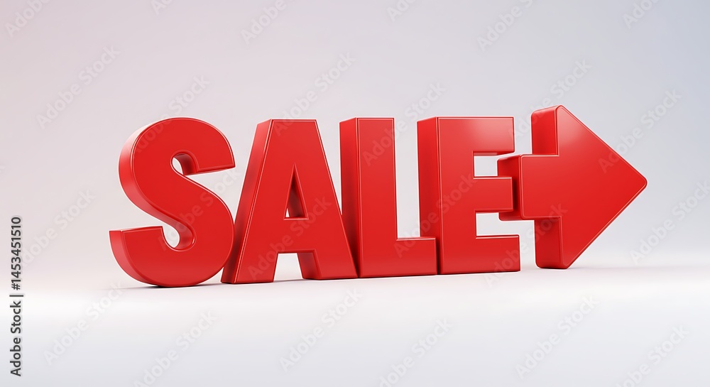Sale Text with Arrow Graphic in Red for Promotional Advertising Sale Text with Arrow Graphic in Red for Promotional Advertising
