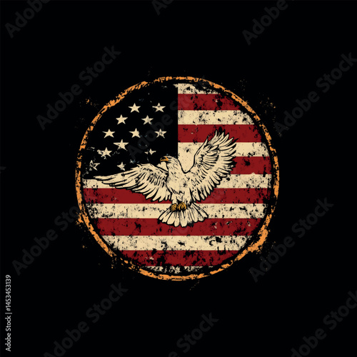 Grunge American Flag memorial veterans day,Generative Ai