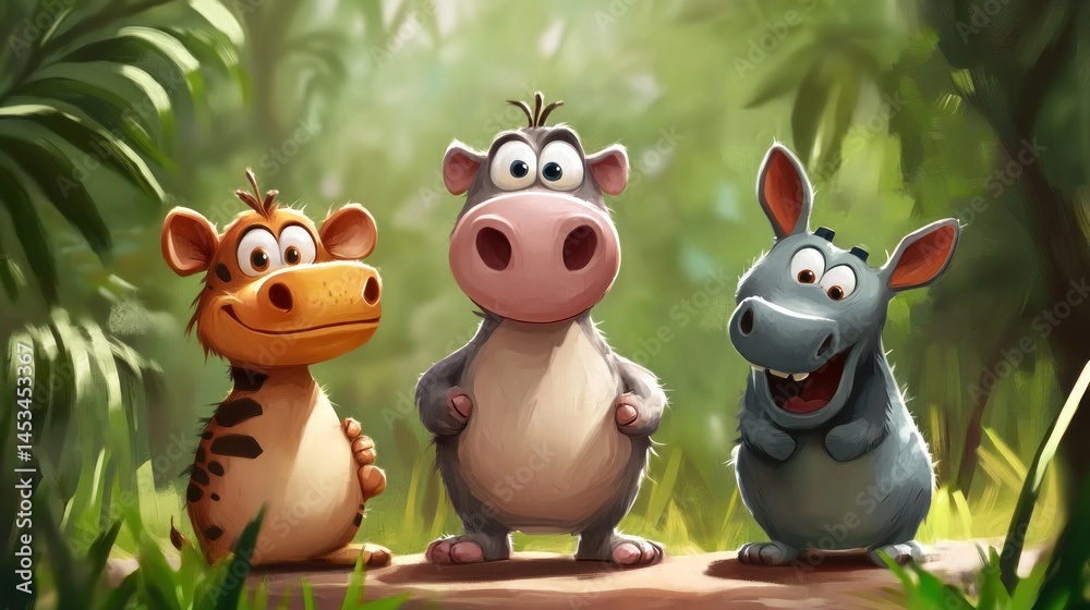 Fototapeta premium Jungle animals in a playful pose