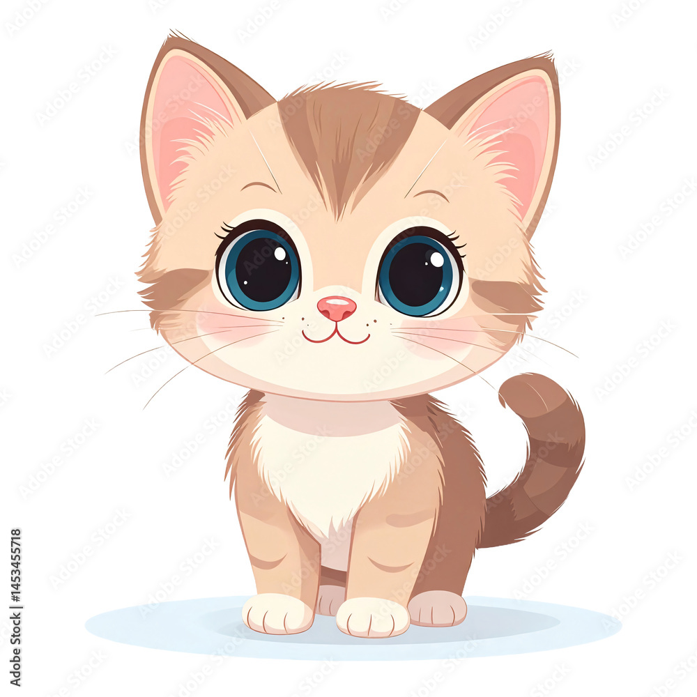 Obraz premium cute cat cartoon white background