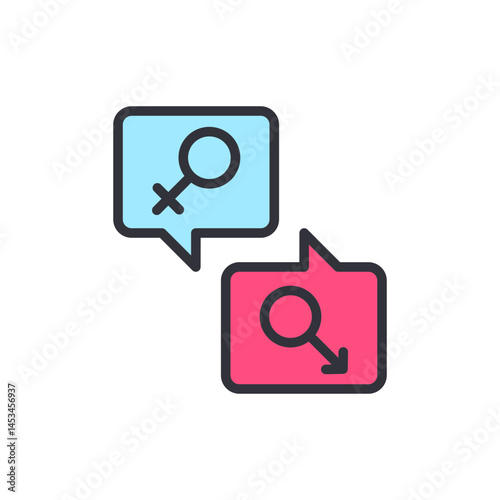 Gender equality colored icons, minimalist vector illustration ,simple transparent graphic element .Isolated on white background