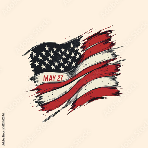Grunge American Flag memorial veterans day,Generative Ai