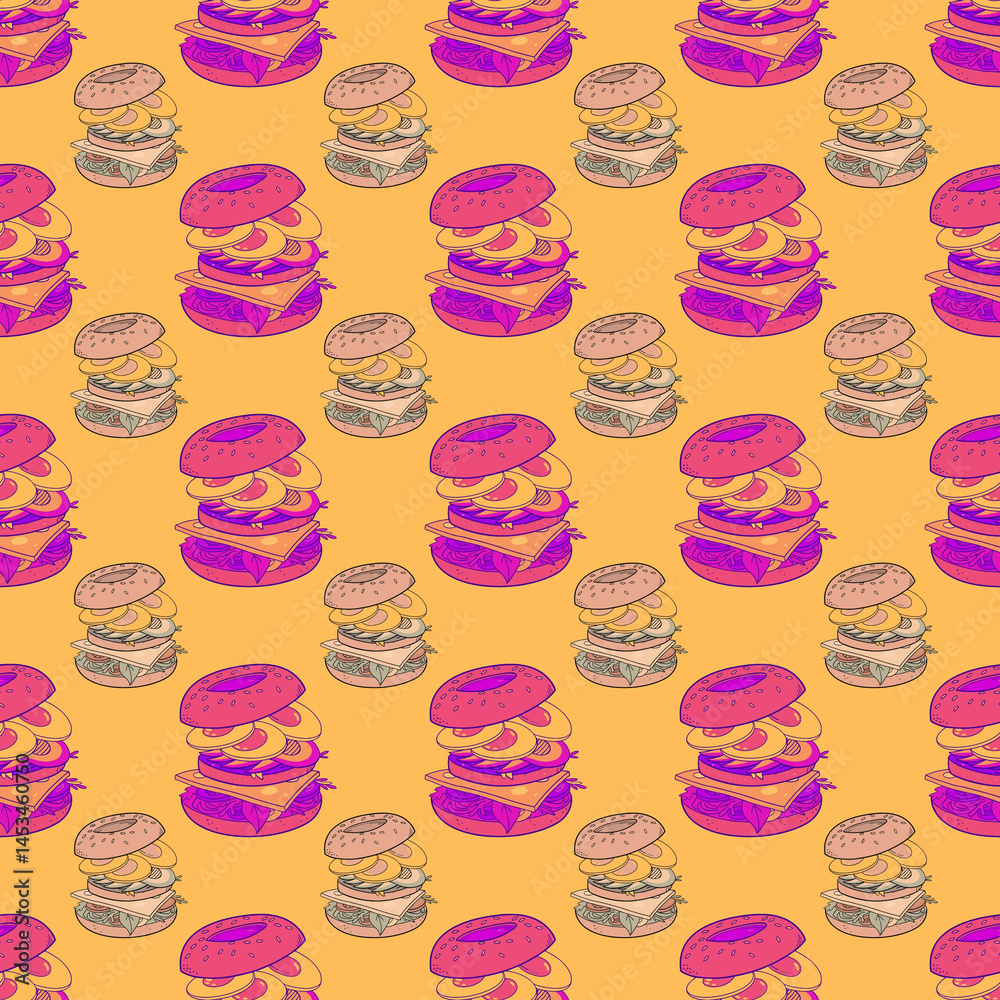 seamless pattern with burger. vector illustration. seamless pattern with burger. vector illustration.