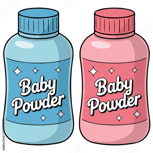 Baby powder bottle skincare isolated vector illustration on white background