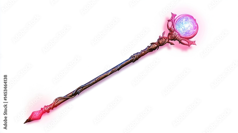 Ornate staff with glowing gem Ornate staff with glowing gem