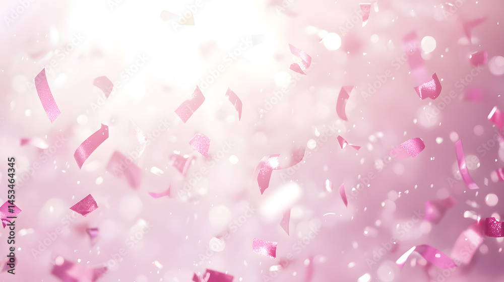Birthday Celebration with Pastel Balloons and Confetti in a Festive Party Background