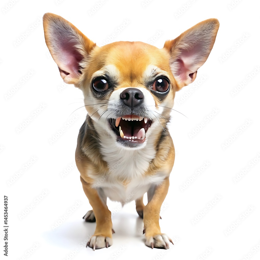 Obraz premium Angry chihuahua growling 2 years old isolated on white background