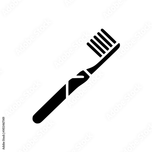 Toothbrush Icon – Minimal Black Clipart for Oral Hygiene and Personal Care Design Use