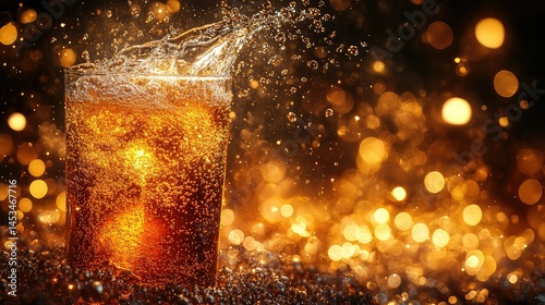 Sparkling Cola Splash with Festive Background.