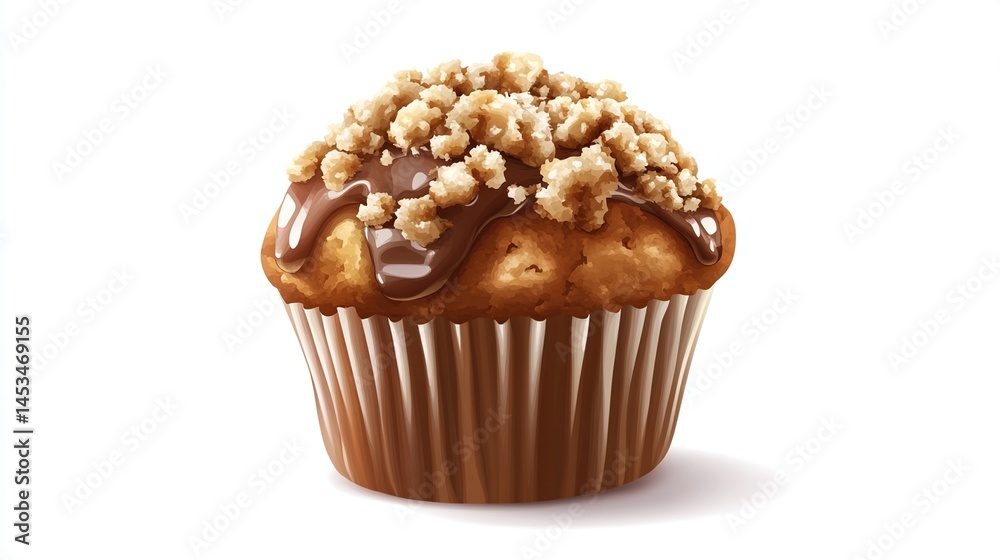 Delicious, topped muffin with crumble and chocolate Delicious, topped muffin with crumble and chocolate