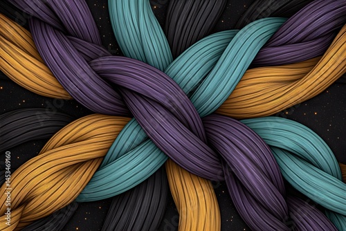 Abstract Intertwined Colorful Threads Design Background Texture Image