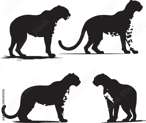 Black Panther Silhouette Vector Illustration: Wildlife Animal Graphic Design Element, Feline Predator Icon, Jungle Cat Clipart, Wild Animal Art