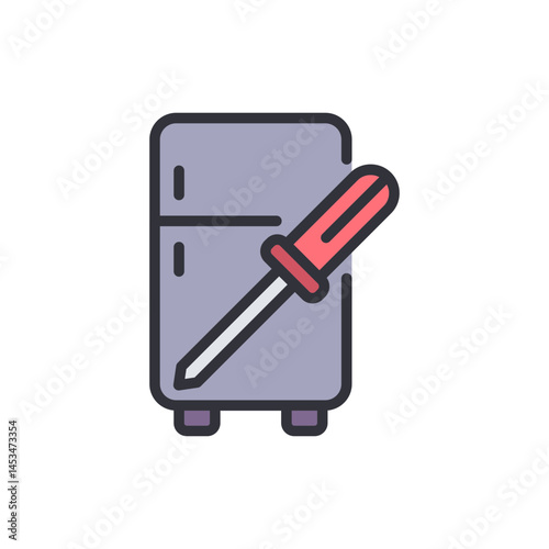 Screwdriver repair colored icons, minimalist vector illustration ,simple transparent graphic element .Isolated on white background