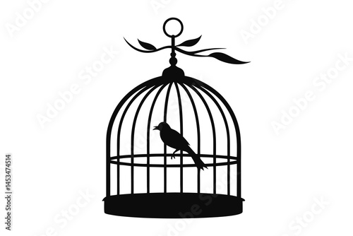 Bird in cage icon silhouette vector illustration design on white background