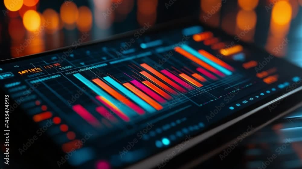 Vibrant Data Visualization on Tablet: Dynamic Charts & Graphs Vibrant Data Visualization on Tablet: Dynamic Charts & Graphs