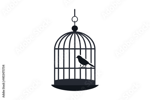 bird cage silhouette vector illustration on white background