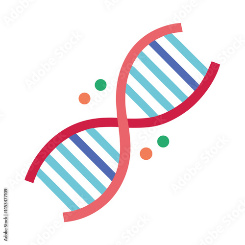 Flat of the DNA structure with colorful strands and floating molecules